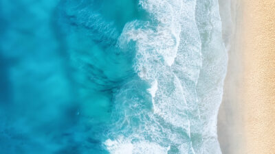 Beach,And,Waves,From,Top,View.,Turquoise,Water,Background,From